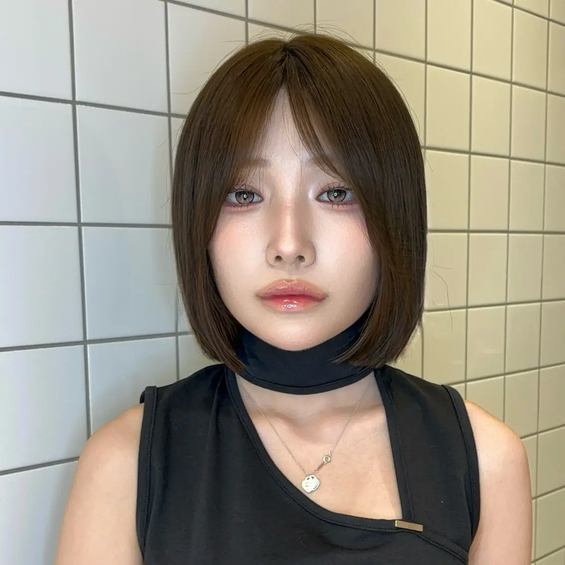 ミディアム カラー ヘアアレンジ ベージュカラー 透明感カラー ボブ 韓国風ヘア ワンホンヘア 韓国ヘア/ レイヤー/Rumiのヘアスタイル