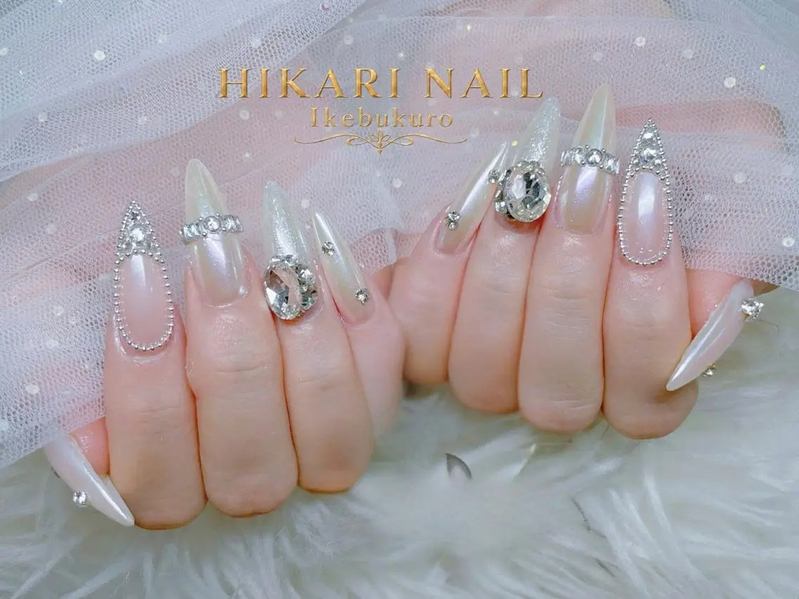 ネイル チークネイル 長さ出し フレンチネイル ガーリー ハロウィン ハンドネイル HikariNail Ikebukuroのネイルデザイン