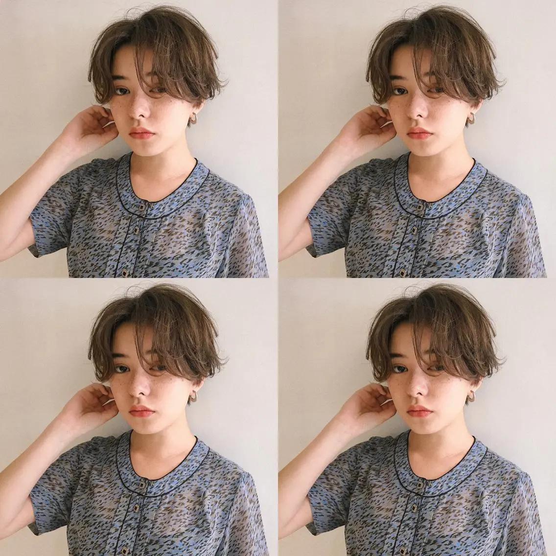 ショート カラー パーマ ヘアアレンジ ハンサムショート ショートヘア 小顔カット カット ヘアセット 松田 亮葉のヘアスタイル