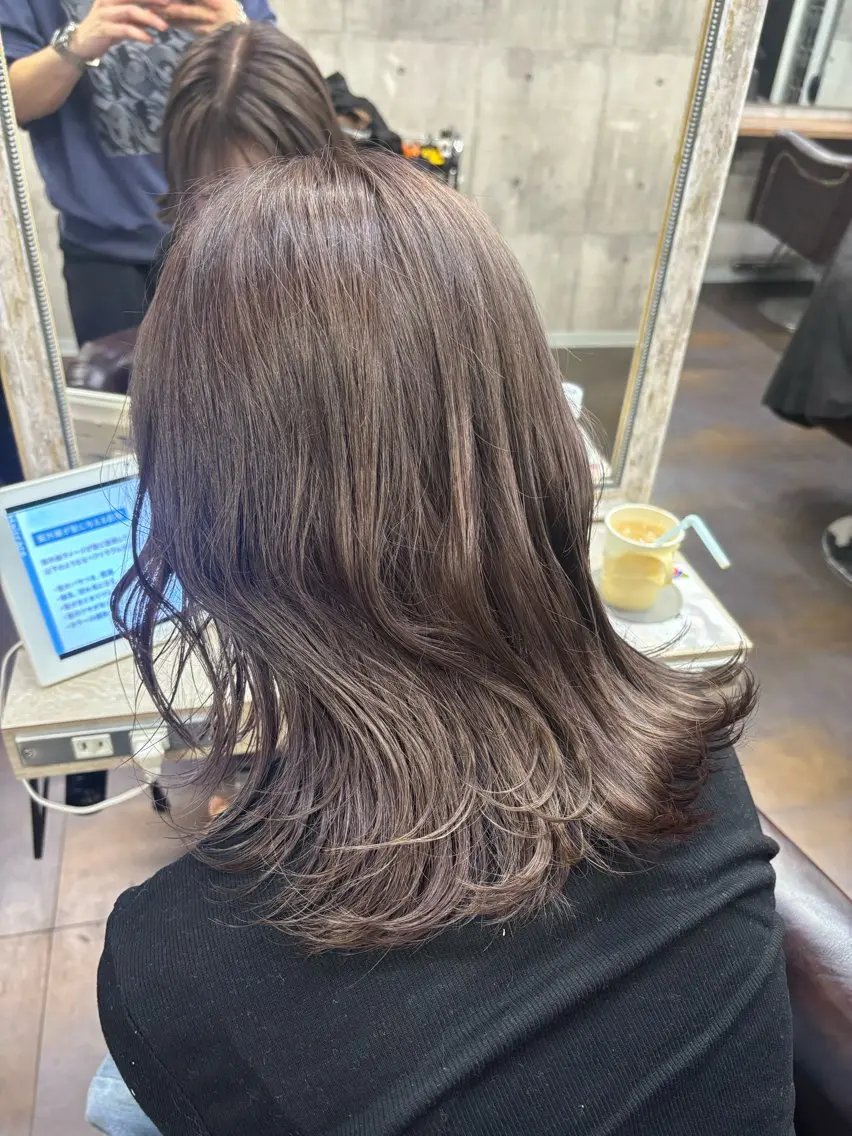 ミディアム ヘアカラー ボブ/ブリーチなし艶 カラー🫧sHOMaのヘアスタイル