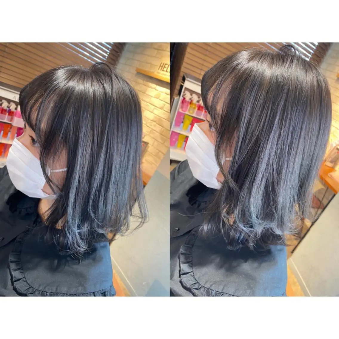 カラー ブリーチ ダークグレー ブリーチなしカラー 🩵盛れる顔周りヘア EMI🩵のヘアスタイル