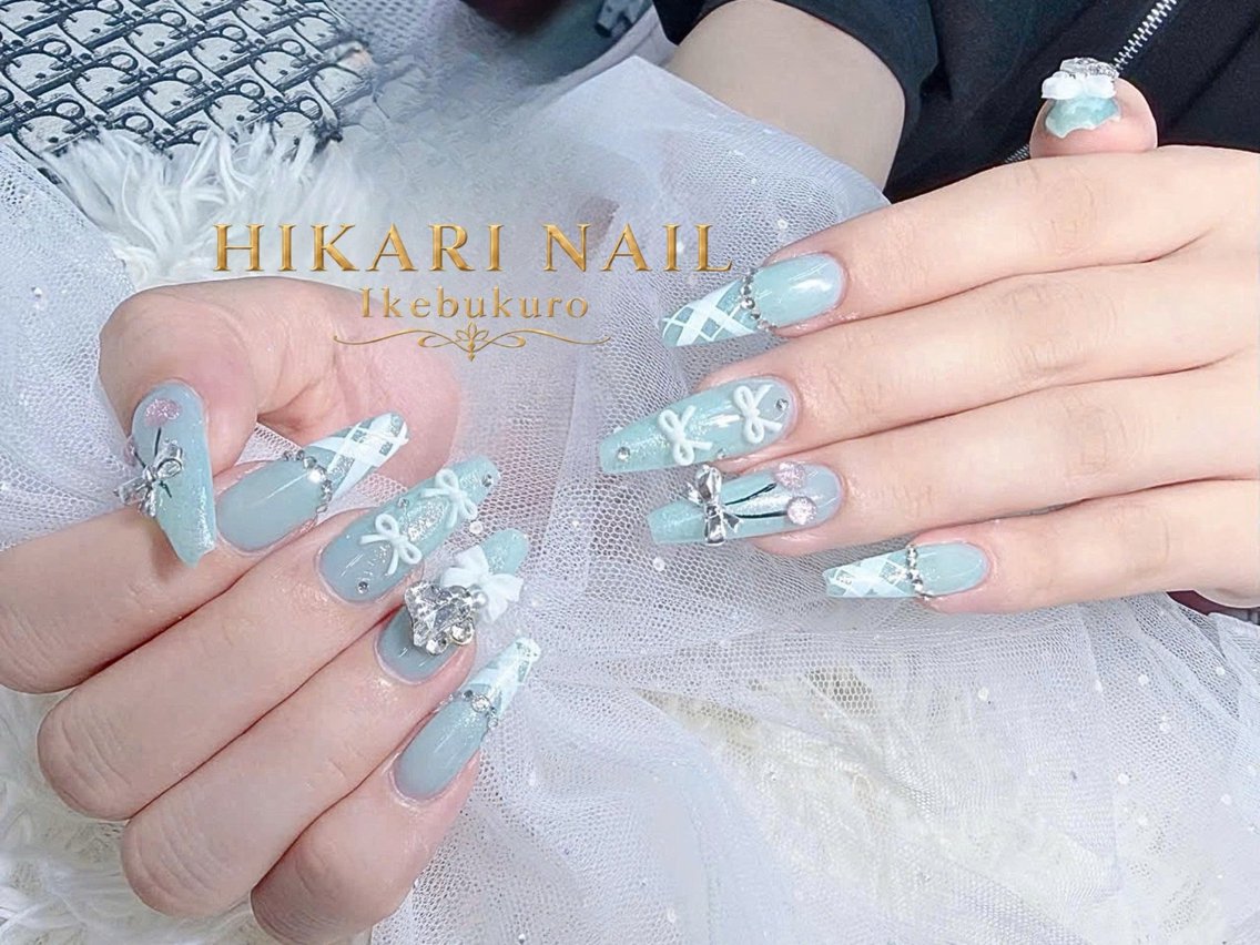 ネイル チークネイル 長さ出し フレンチネイル ガーリー ハロウィン ハンドネイル HikariNail Ikebukuroのネイルデザイン