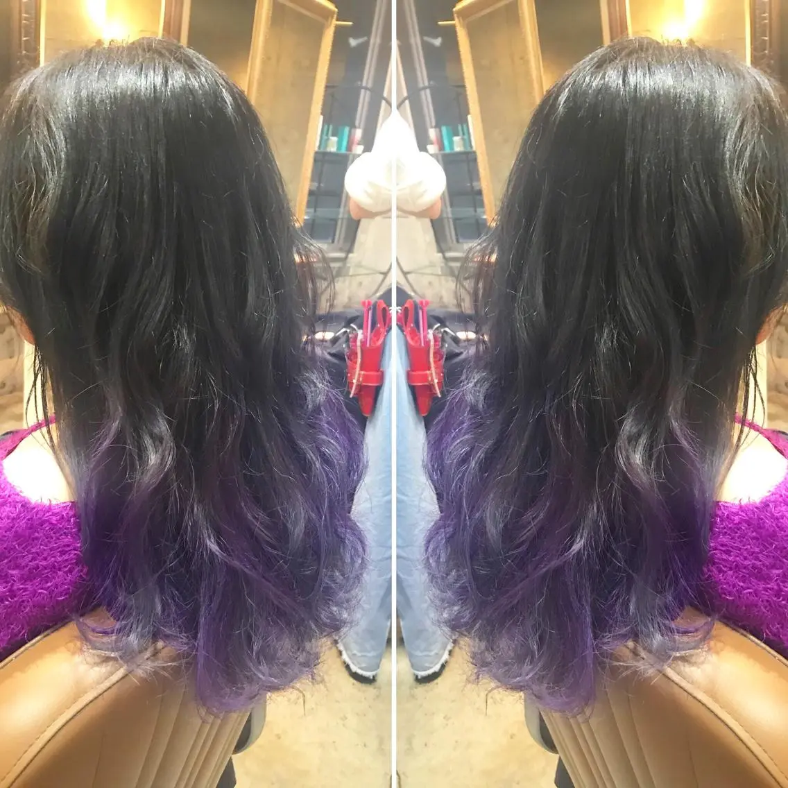 ロング カラー パーマ ヘアアレンジ メンズ キッズ ネイル マツエク・マツパ グラデーションカラー パープルカラー グラデーション パープル サロンドミルク 原宿のヘアスタイル