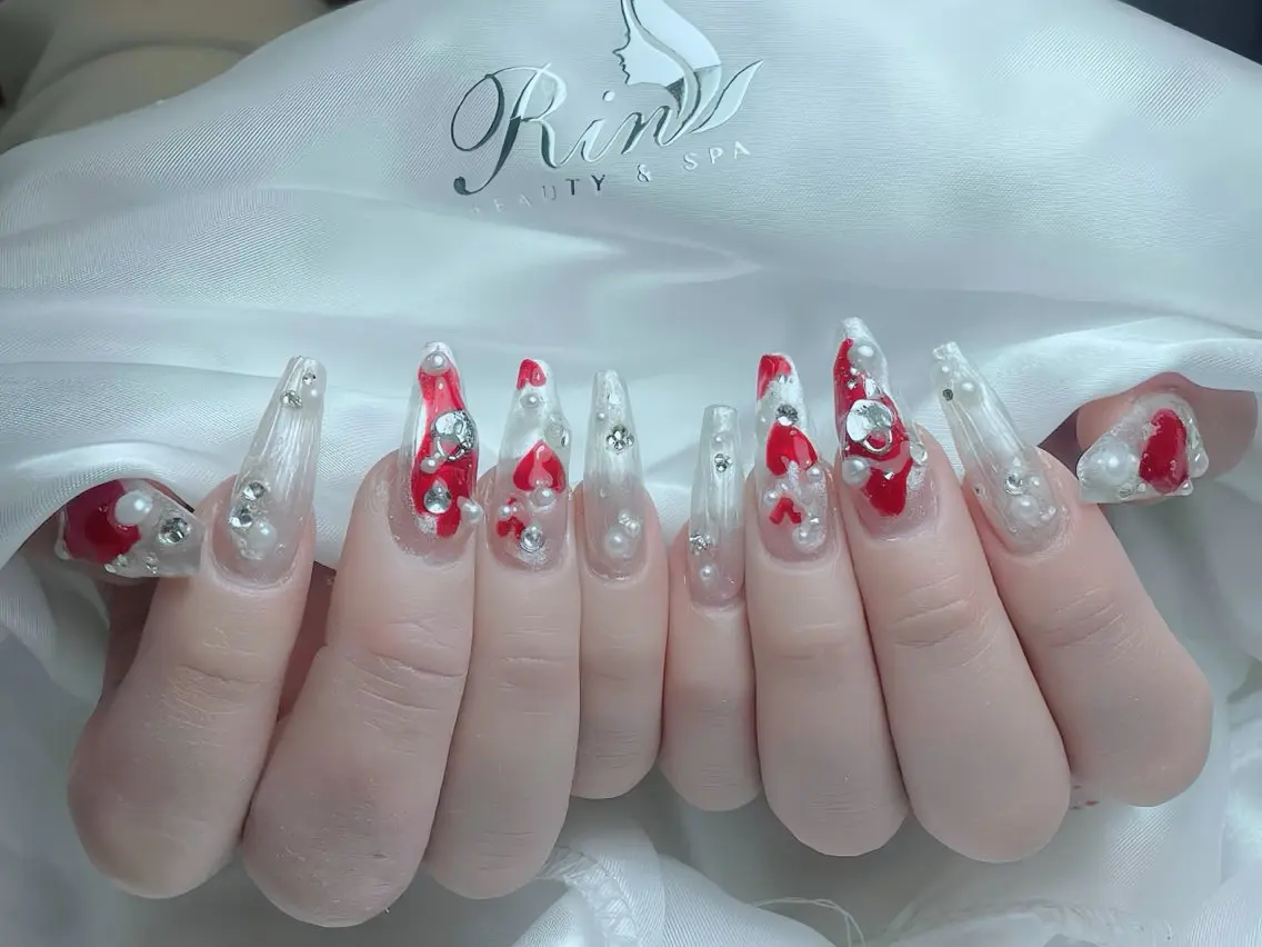 メンズ ネイル メンズ韓国風 クリスマス ボルドー フレンチネイル グラデーション ハンドネイル Rin Nail 新大久保店のネイルデザイン