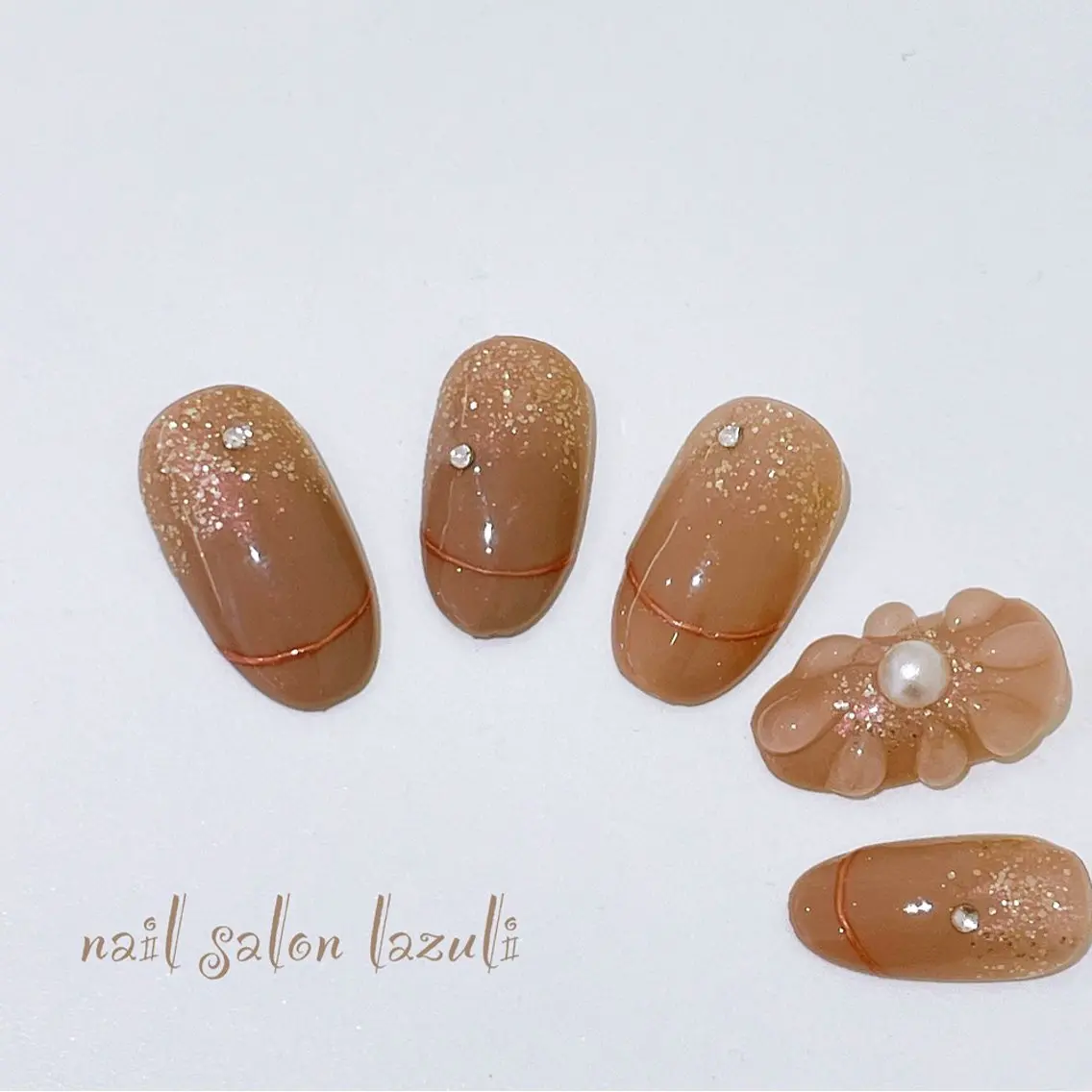 ネイル フラワーネイル ジェルネイル パラジェル ぷっくりネイル nail salon lazuliのネイルデザイン