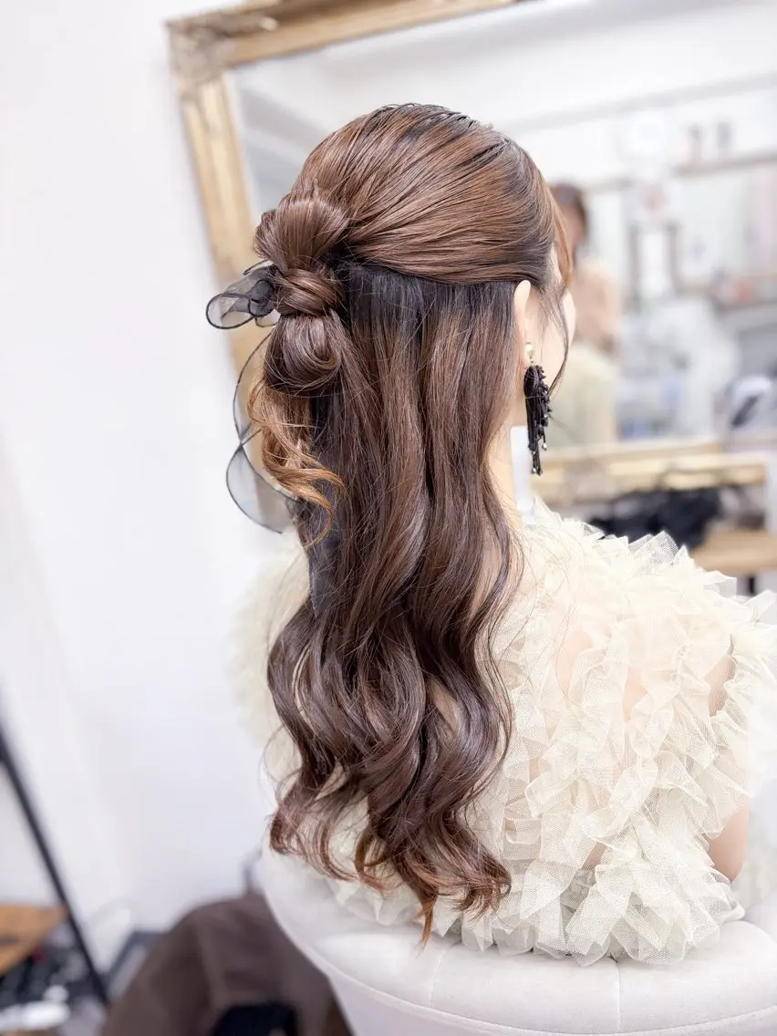 セミロング ヘアアレンジ ヘアセット ⭐︎moe 【ヘアメイク🧸】のヘアスタイル