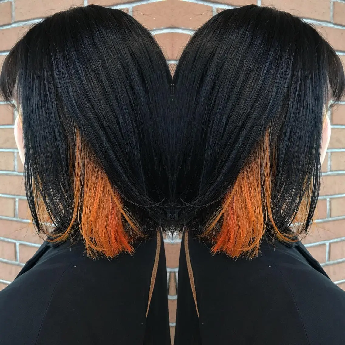 ミディアム カラー パーマ ヘアアレンジ メンズ キッズ ネイル マツエク・マツパ メンズインナーカラー インナーカラー オレンジ カラーマツエク オレンジ サロンドミルク 原宿のヘアスタイル