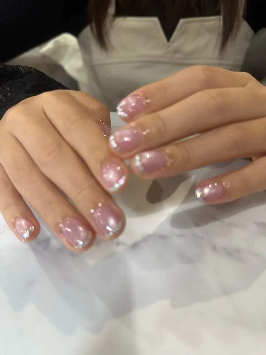 ネイル フレンチネイル ガラスフレンチ マグネットネイル ハンドネイル hirari 大分府内町ネイルのネイルデザイン