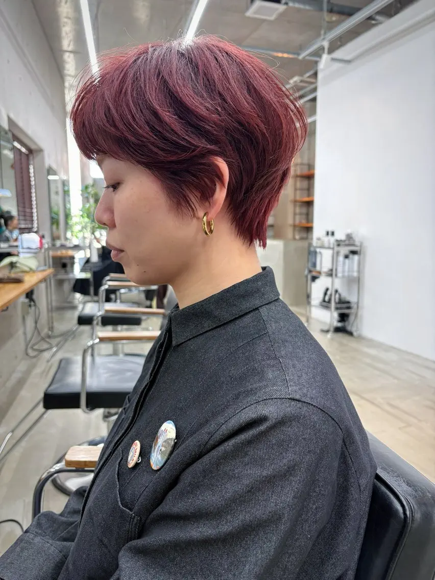 ショート カラー ヘアアレンジ レッドカラー 外国人風カラー ショートヘア son hair HIROEのヘアスタイル