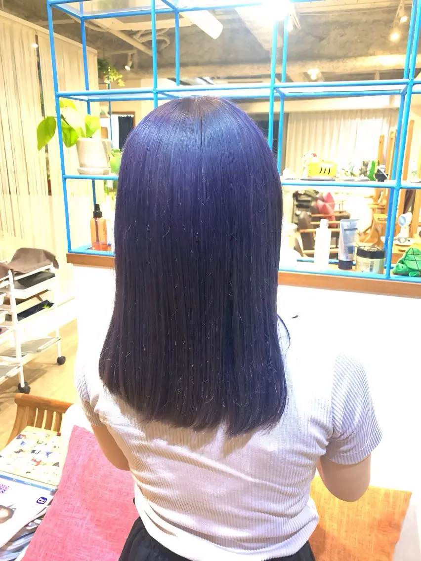 カラー ブリーチ ブルーカラー ブルーバイオレット バイオレットカラー ヘアカラー CHIE艶カラー& 癒しヘッドスパ🌿のヘアスタイル