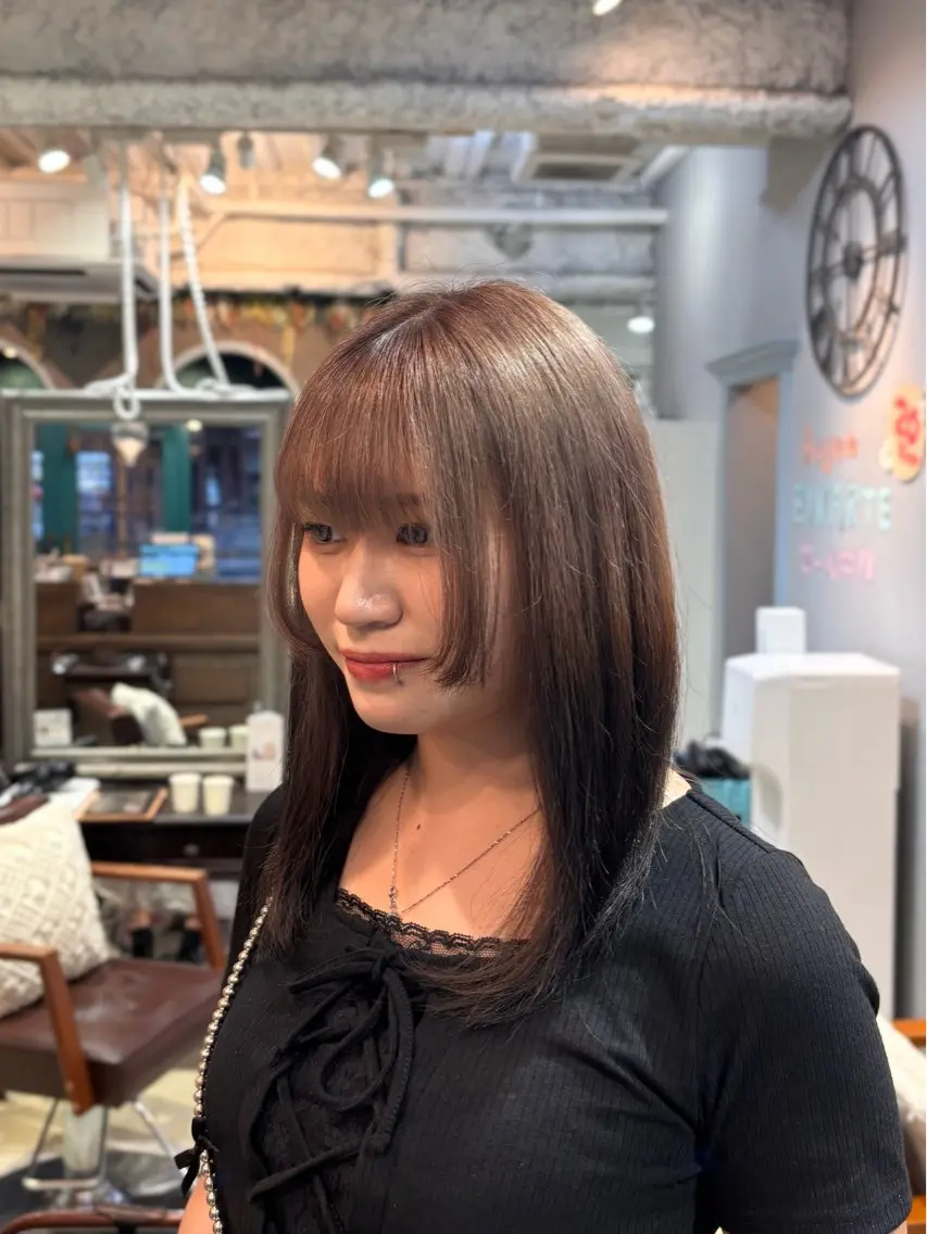 ミディアム カラー ヘアカラー 🌱なゆみ🌱透明感 /ナチュラル/高宮のヘアスタイル