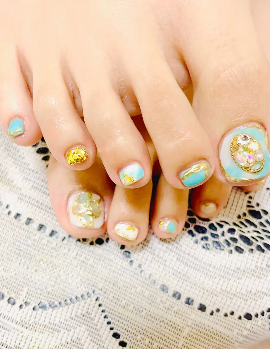 ネイル フットネイル 夏ネイル フットネイル ベテランネイル cnc nailのネイルデザイン