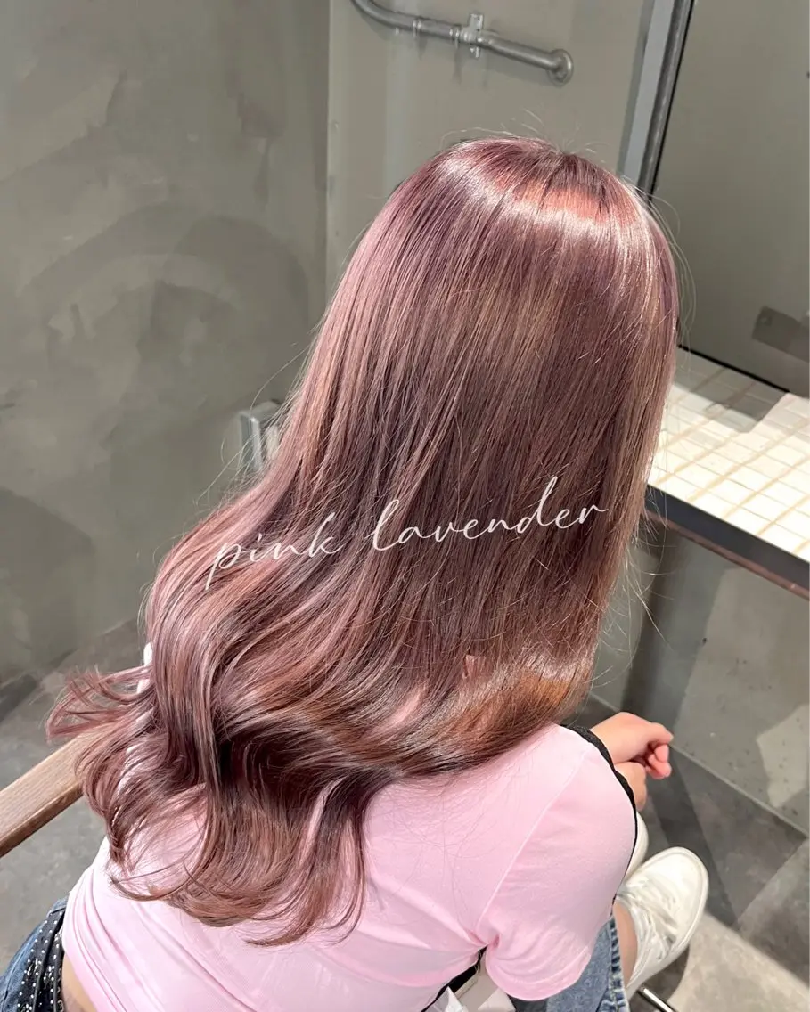 セミロング カラー ラベンダーカラー ピンクカラー ピンクラベンダー ヘアカラー トリートメント 透明感♥韓国ヘア HINAのヘアスタイル