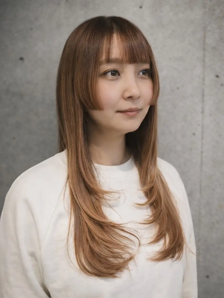 ロング カラー ハイライトカラー ハイライト 姫カット レイヤーカット terra✂️川嶋 大輔のヘアスタイル