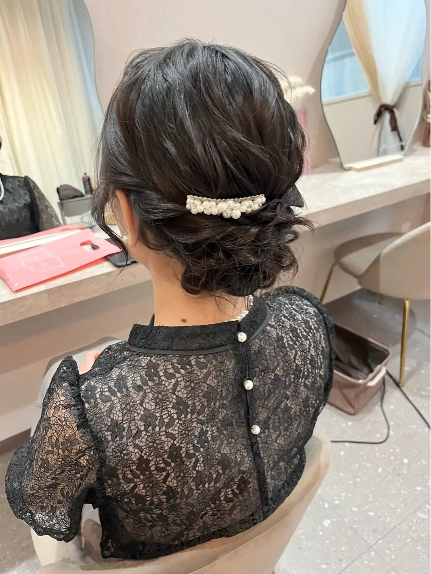セミロング ヘアアレンジ 結婚式・ブライダル ヘアセット Mila Akariのヘアスタイル