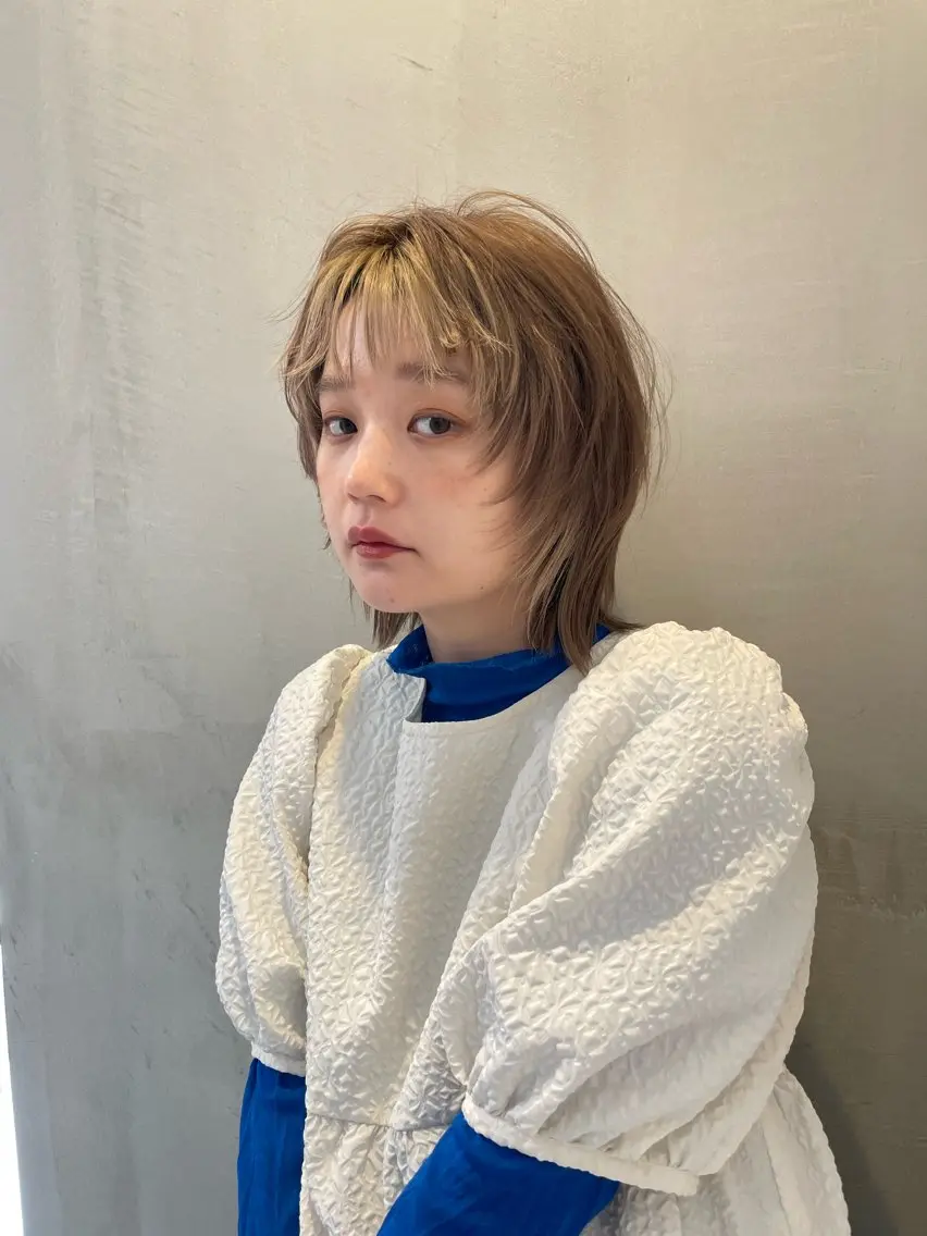 ミディアム カット ヘアカラー 縮毛矯正 トリートメント 💖ボブ/縮毛矯正 顔周りレイヤー/ユイのヘアスタイル