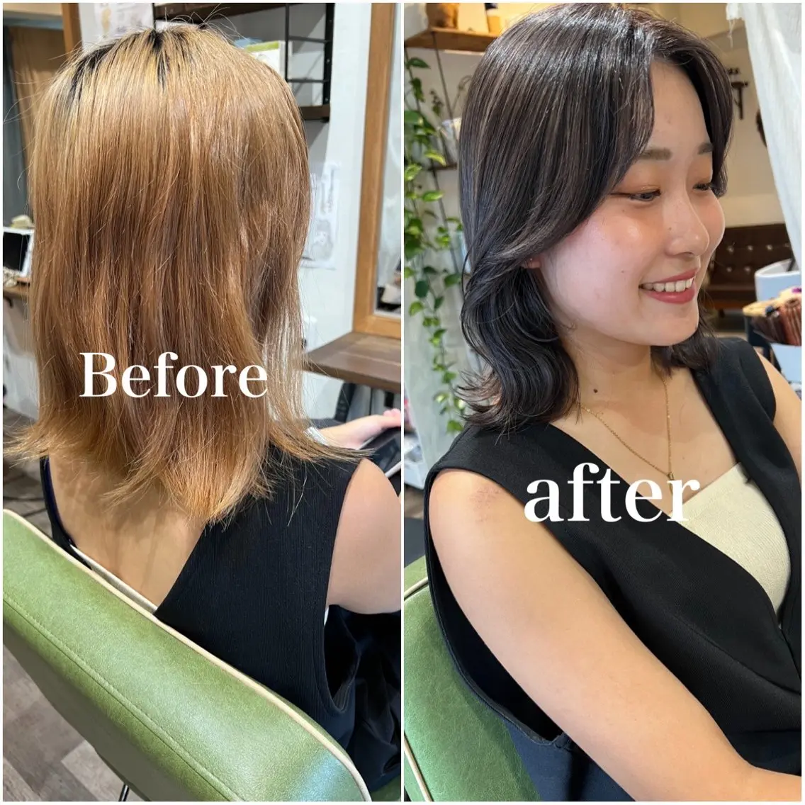 ミディアム カラー ブリーチ グレージュ カラーパティシエ facce🌼ikoのヘアスタイル