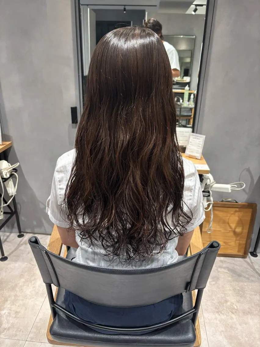 ロング カット パーマ 久野 竜慈のヘアスタイル
