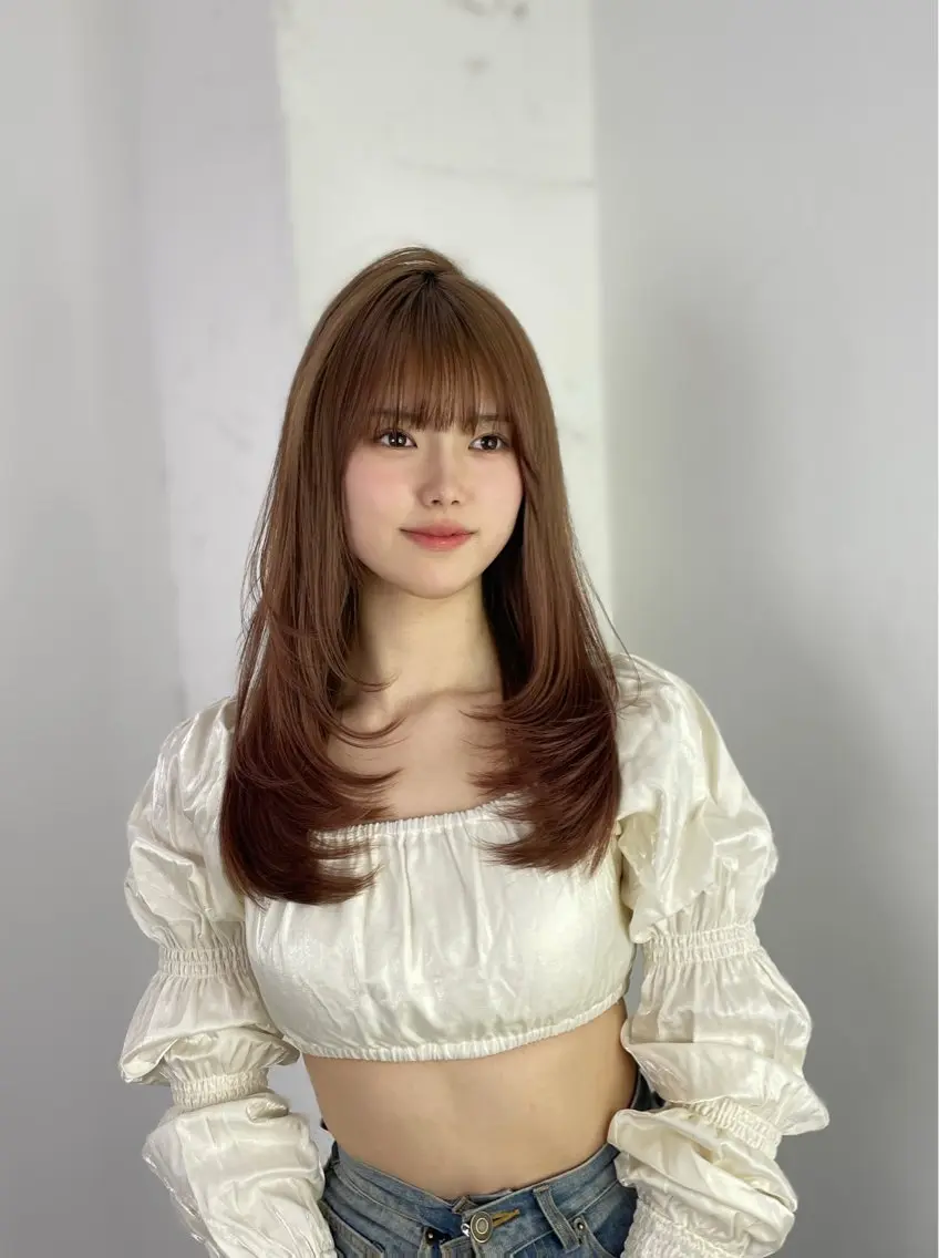 ロング カット ヘアカラー MINAMO 韓国レイヤーのヘアスタイル