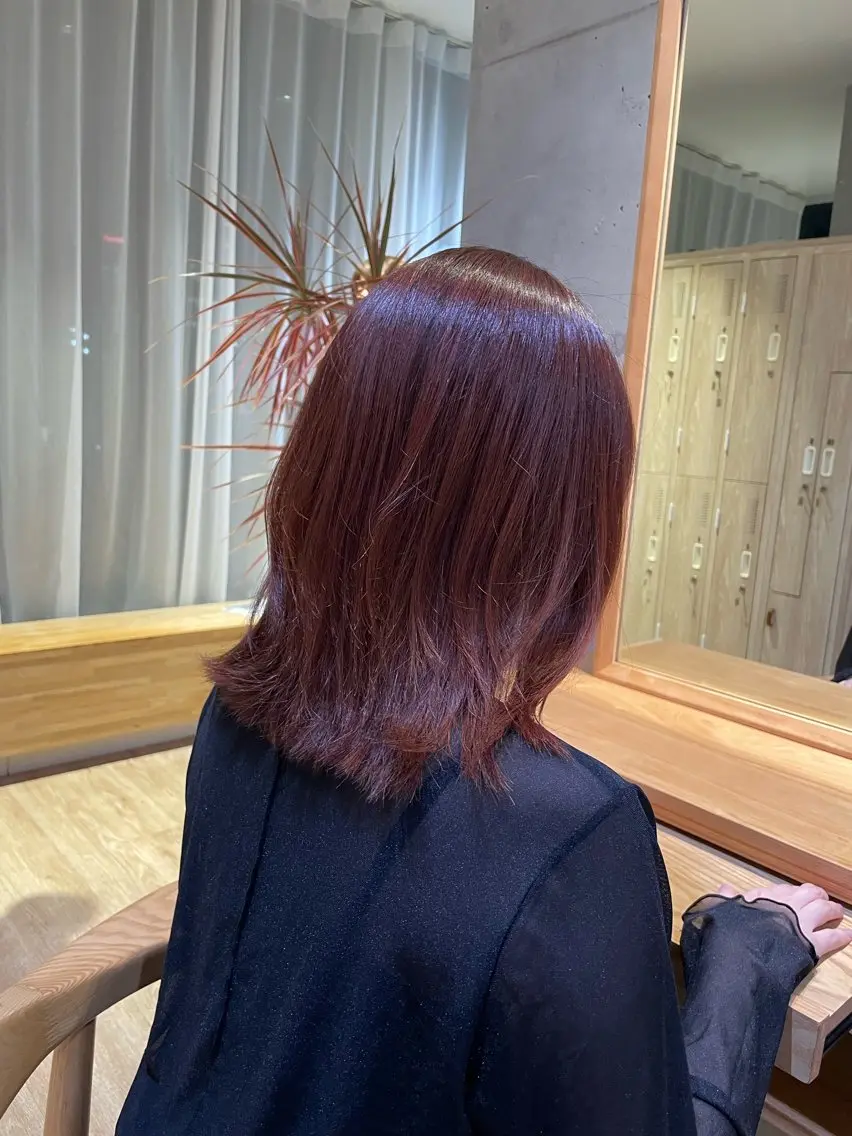 ミディアム カラー レッドカラー たなか こころ🎀のヘアスタイル