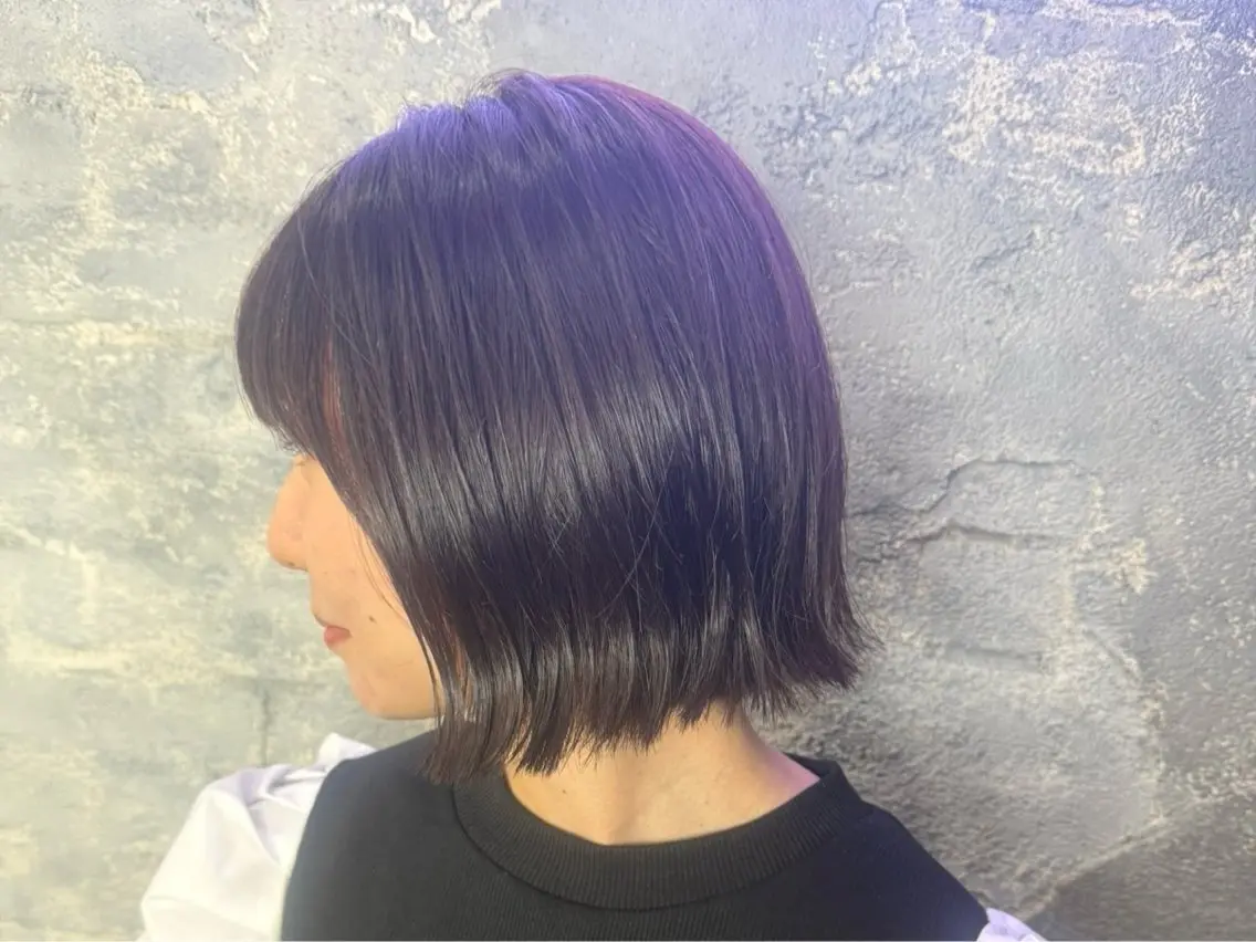 ミディアム 切りっぱなしボブ ボブ タンバルモリ 韓国ヘア✨グレージュ カラーasamiのヘアスタイル