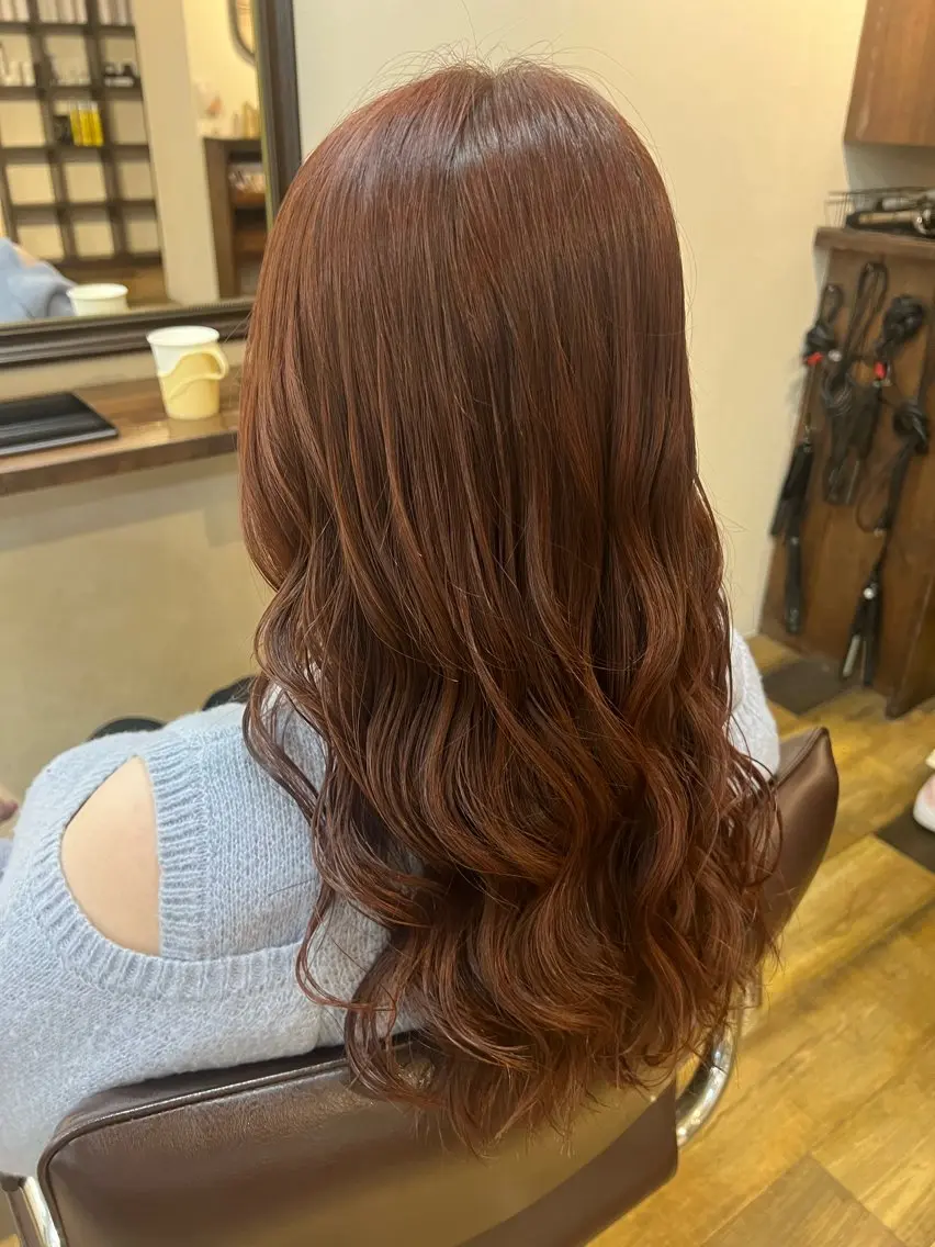 ロング カラー ベージュカラー ピンクカラー ピンクベージュ 大西 碧海のヘアスタイル