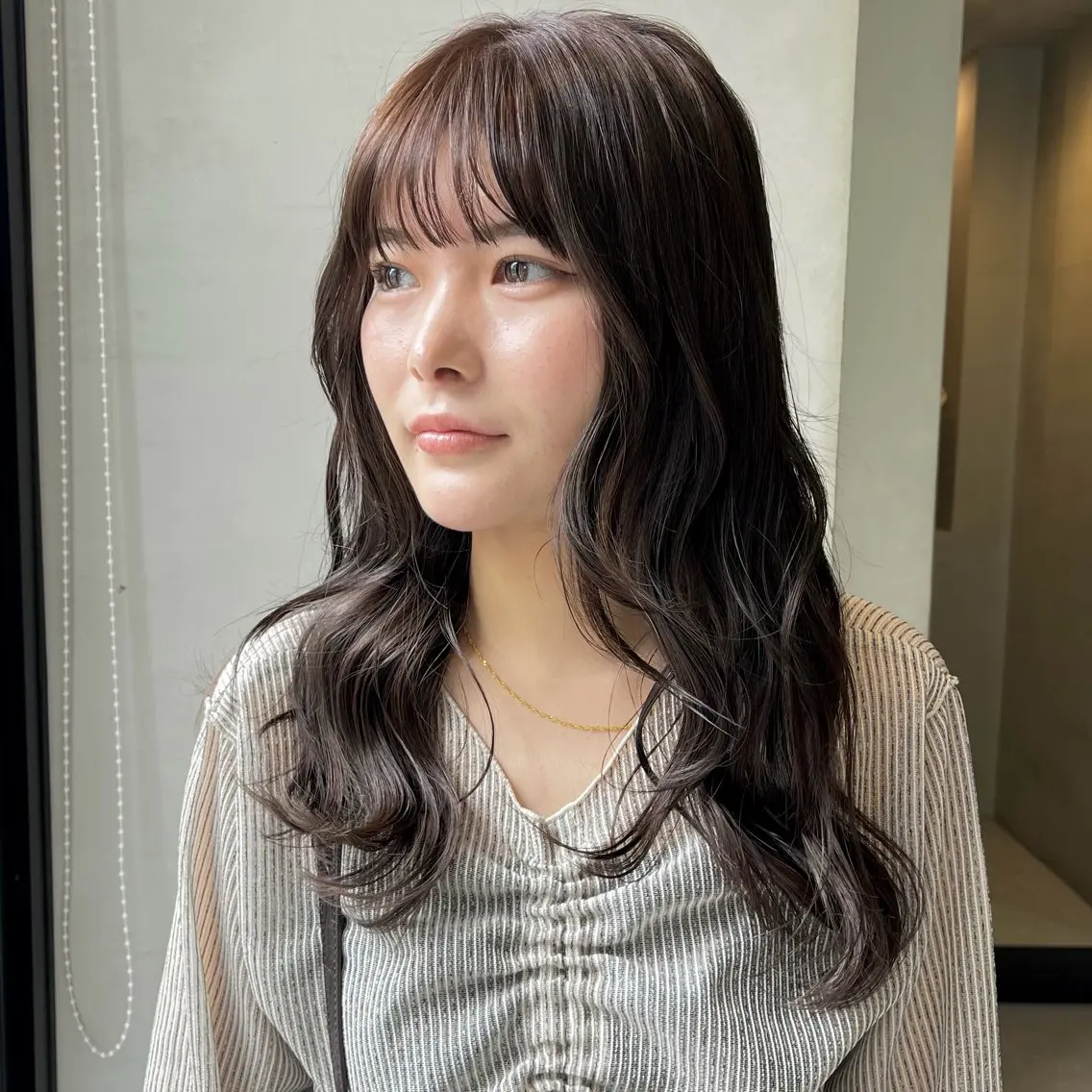 セミロング カラー ベージュカラー 髪質改善 カット ヘアカラー トリートメント なな/ICI/レイヤ ーパーマ/上前津のヘアスタイル