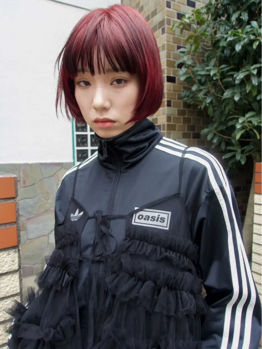 ショート カラー ボブレイヤー 黒髪 ダブルカラー レッドカラー ボブ カット ヘアカラー トリートメント 村上雅人 ナチュラルモードのヘアスタイル