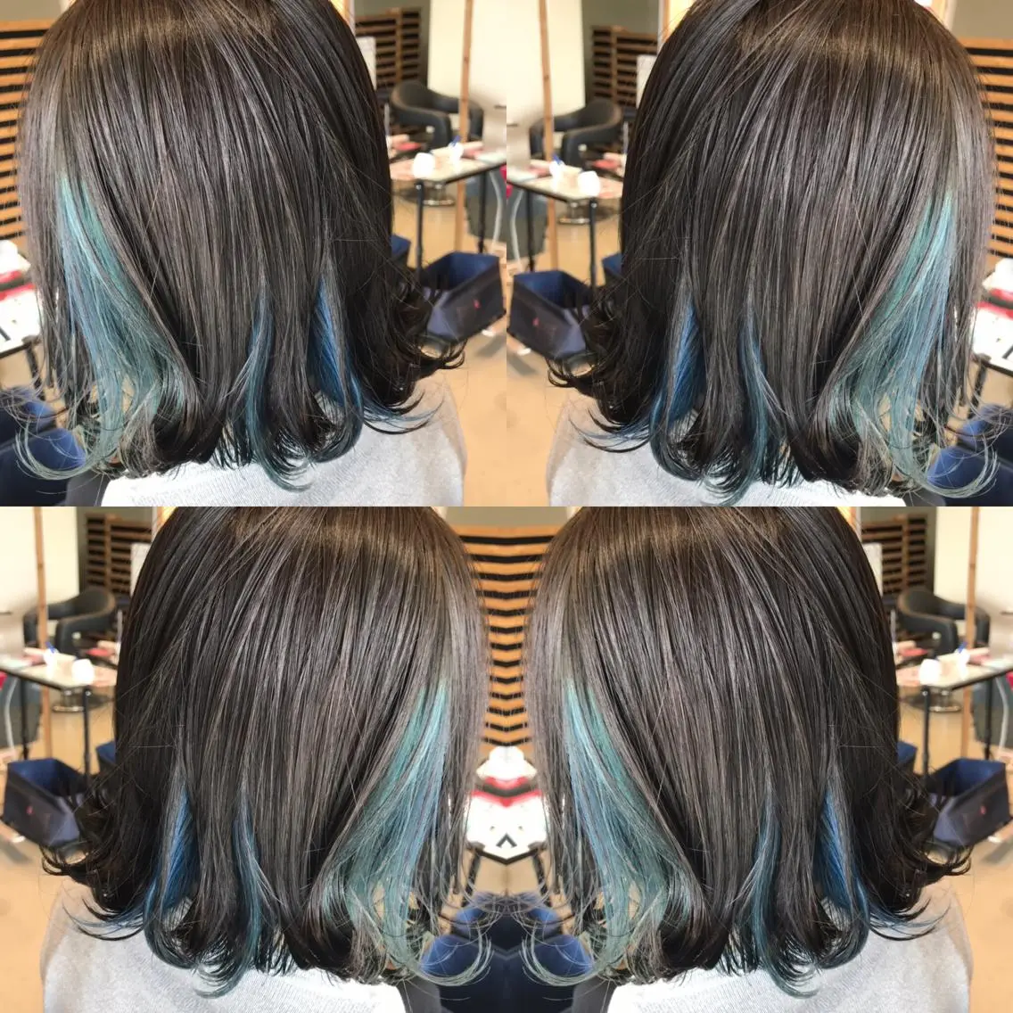 ミディアム カラー ブルーカラー グレージュ インナーカラー ヘアカラー 大久保 隆蔵のヘアスタイル