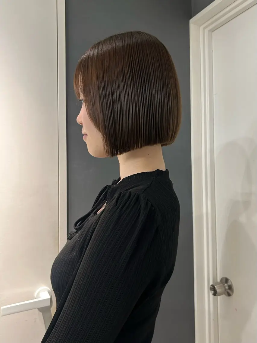 ミディアム ボブ 韓国風ヘア カット ヘアカラー トリートメント えり 堀江/ボブ /レイヤー/艶髪のヘアスタイル