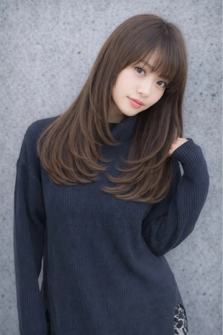 セミロング パーマ 顔周りカット 縮毛矯正 酸性ストレート ストレートパーマ カット 縮毛矯正 トリートメント 艶髪酸性ストレート /髪質改善/寺田警二のヘアスタイル