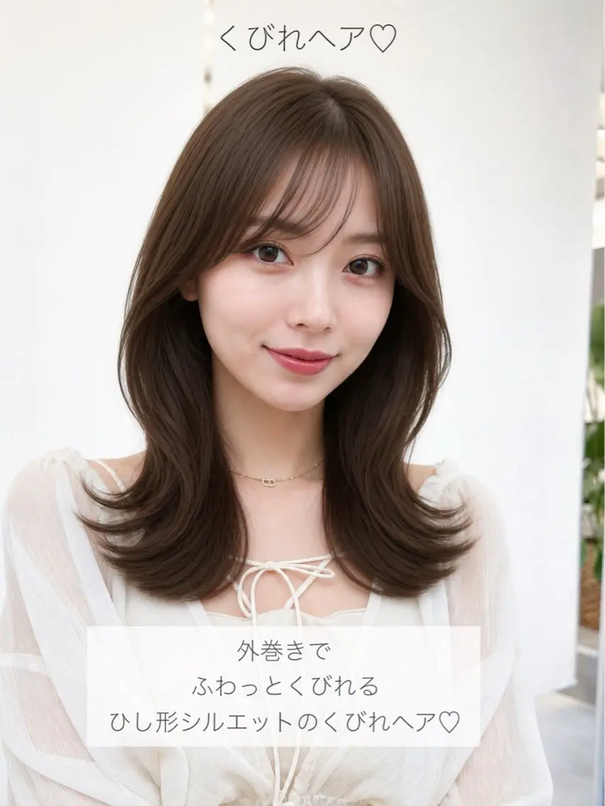 セミロング くびれヘア カット ヘアカラー トリートメント 顔周り/くびれヘア 韓国ヘア💕風間るなのヘアスタイル