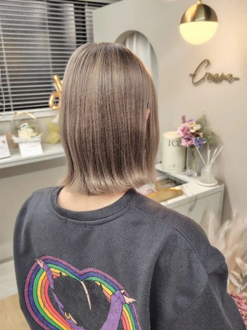 カラー ショート ブリーチ ケアブリーチ 透明感カラー ダブルカラー グレージュ -Cream- クリーム町田店のヘアスタイル