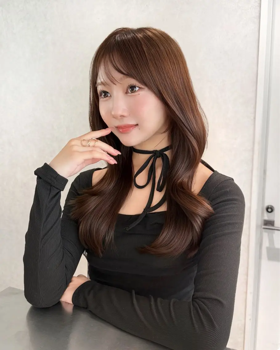 ロング カラー カット レイヤーカット 韓国ヘアayameのヘアスタイル