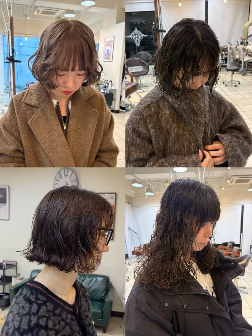 ミディアム パーマ ミディアムパーマ ボブ スズキ ユウナのヘアスタイル