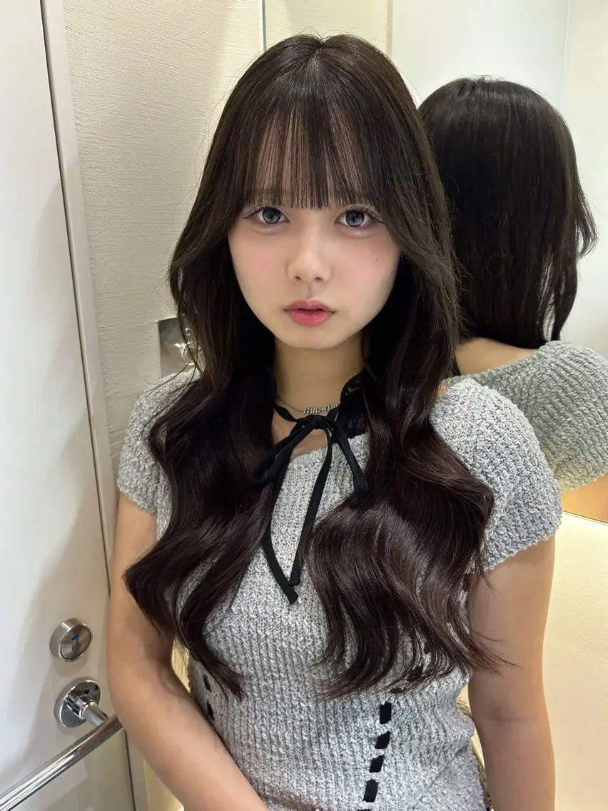 ロング カット ヘアカラー トリートメント 顔周り🇰🇷韓国 レイヤー/モエのヘアスタイル