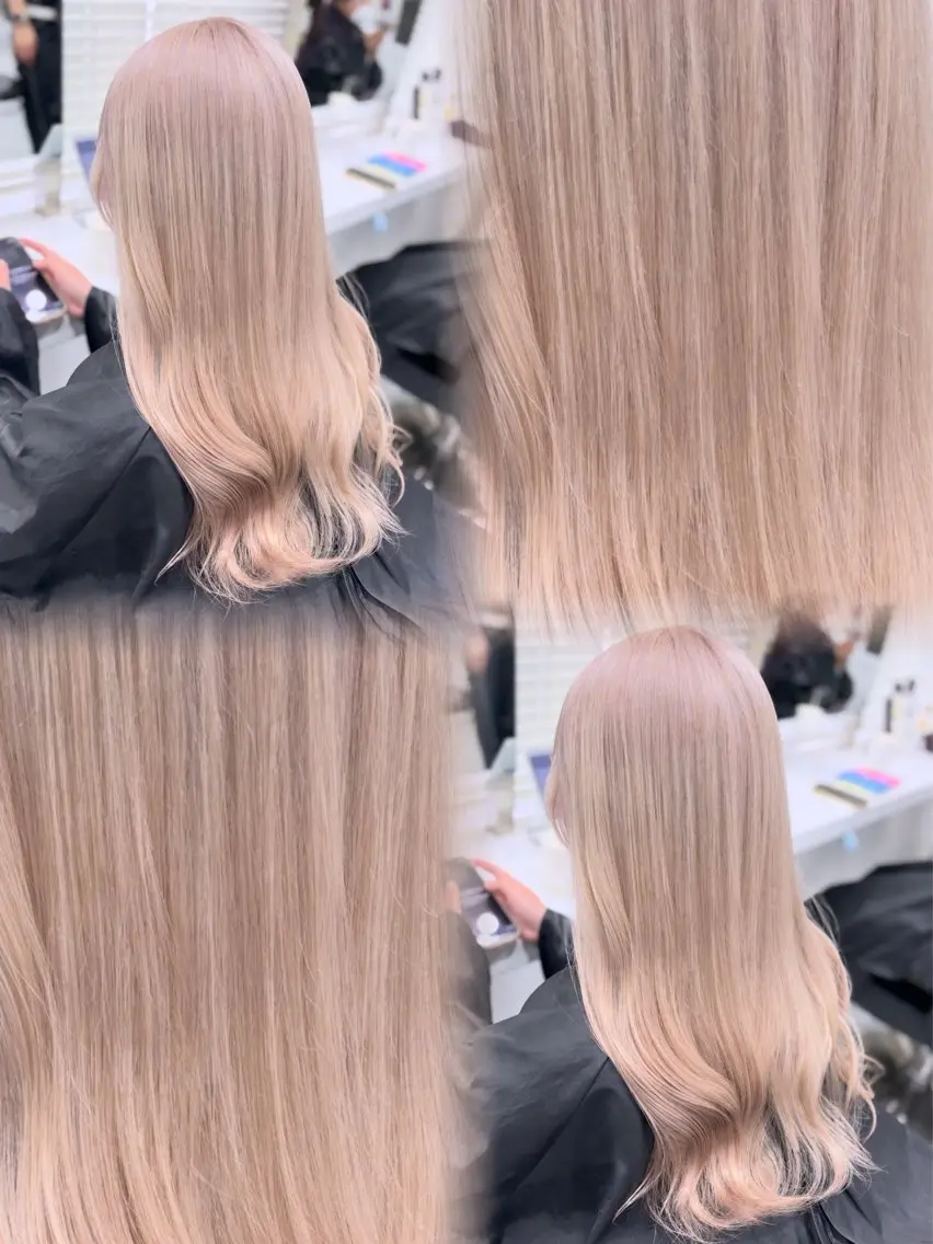 ロング カラー ヘアカラー トリートメント ヘッドスパ ヘアセット 💛ミルクティー 色落ち可愛い💛のヘアスタイル