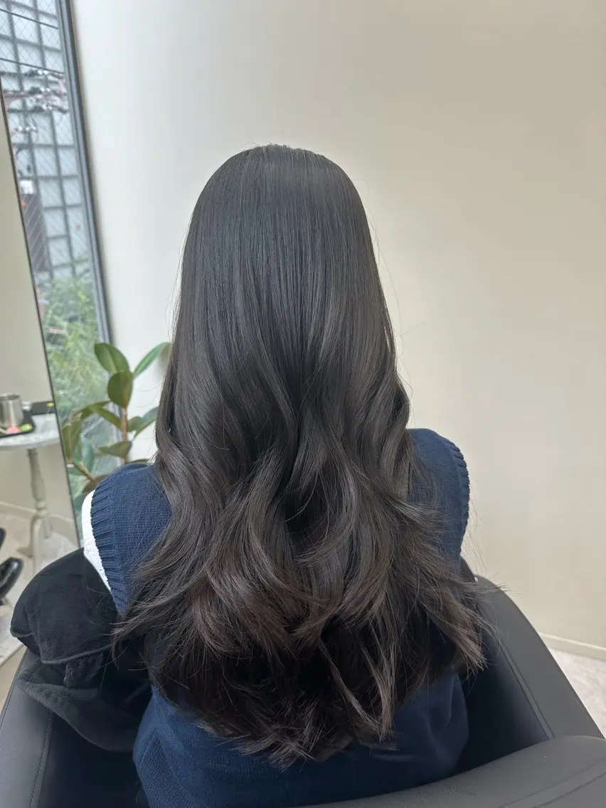 ロング カラー ブリーチ ダブルカラー ブリーチなしカラー 顔まわりレイヤー 顔周りカット カット ヘアカラー トリートメント 田之上千尋/透明感 ブリーチなし/韓国風のヘアスタイル