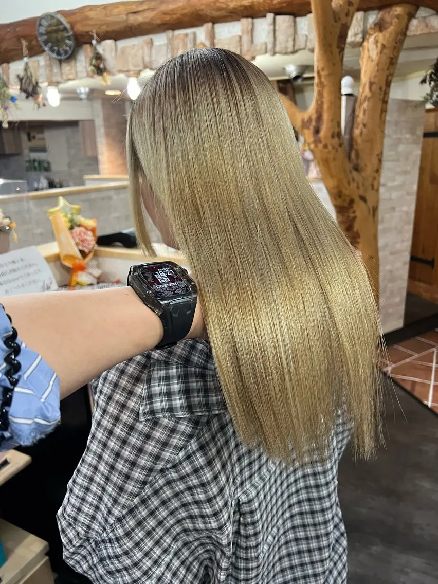 ロング カット 縮毛矯正 名取 純平のヘアスタイル