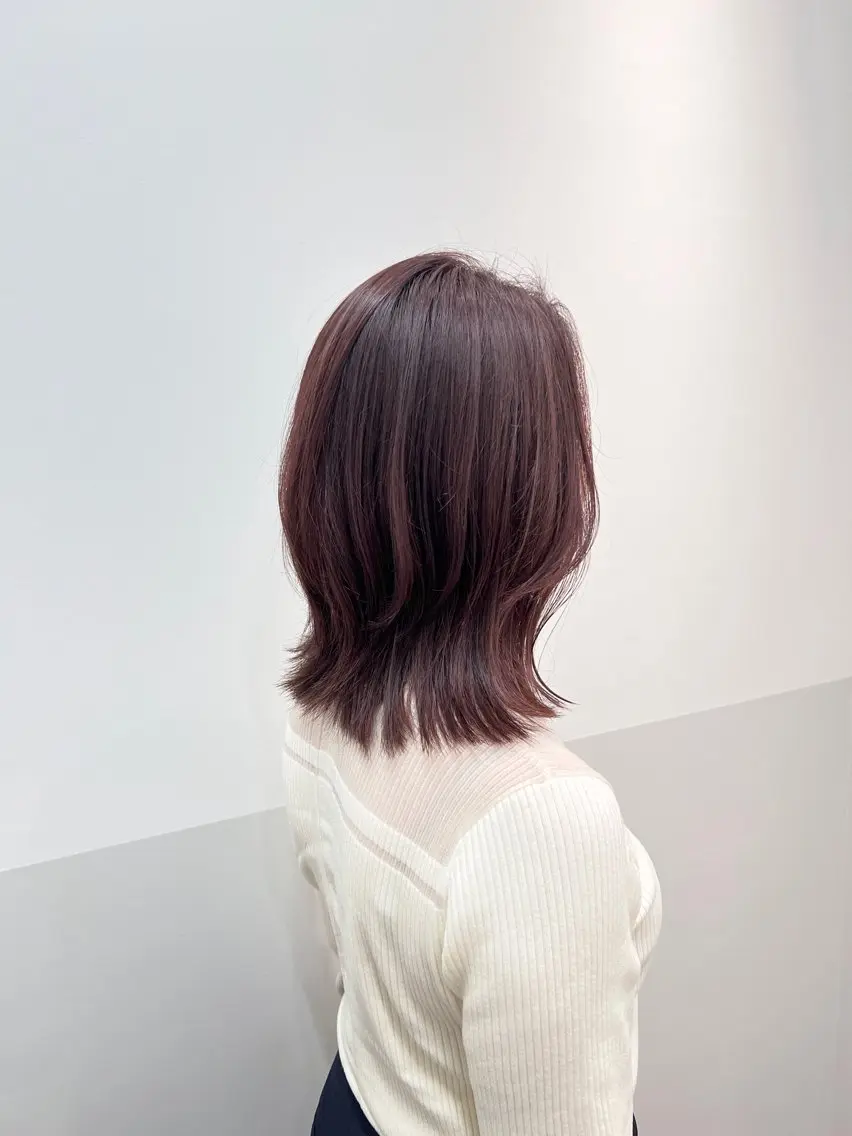 ミディアム カラー ヘアアレンジ ブラウンカラー ハイライトカラー ピンクカラー ピンクブラウン ハイライト カット ヘアカラー 似合わせレイヤー/ 美髪縮毛矯正/ミナエのヘアスタイル