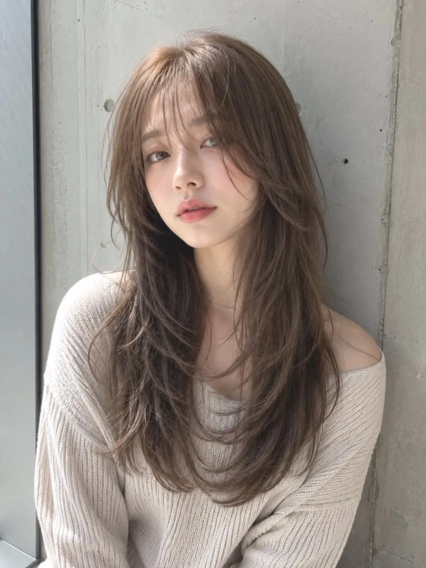 ロング カラー ヘアカラー 🍒モテ暖色カラー × うる艶✧ ゆなのヘアスタイル