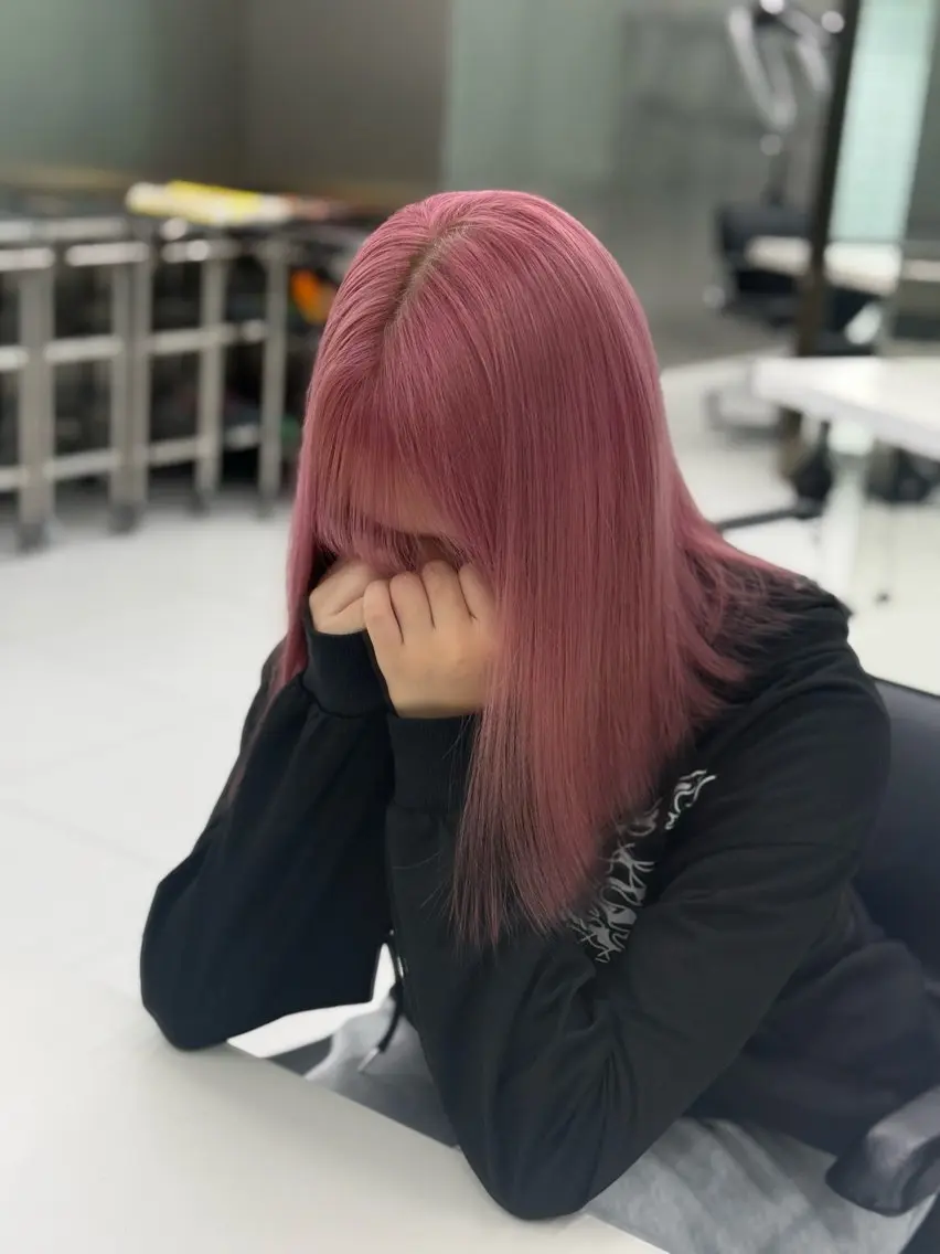 セミロング カラー ピンクカラー ヘアカラー 渋谷ブリーチカラー/ デザインカラー/優希のヘアスタイル