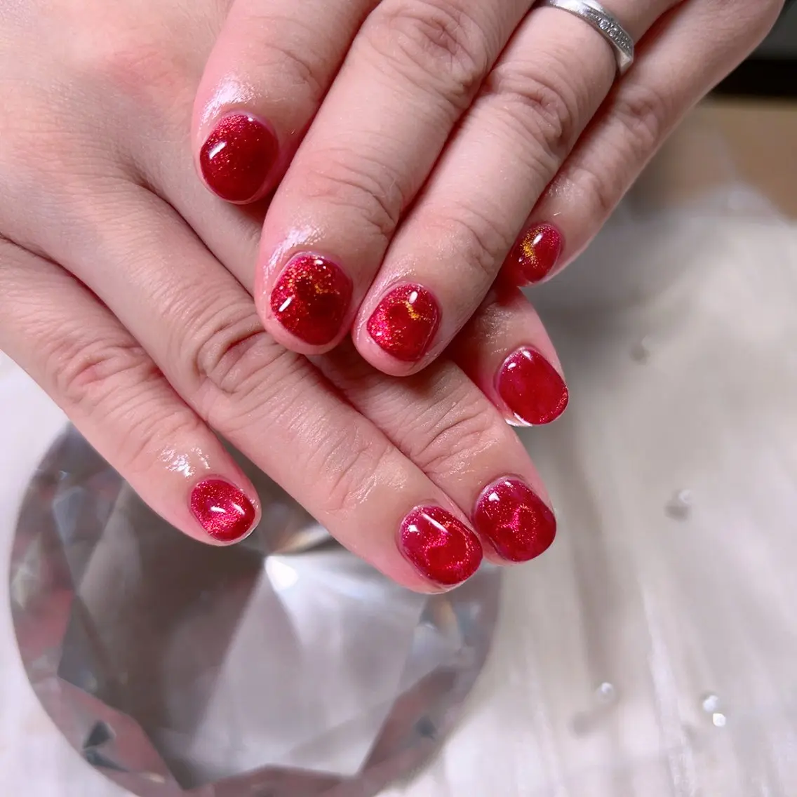 ネイル フレンチネイル ハート マグネットネイル マグネットフレンチ Cute Tips nailのネイルデザイン