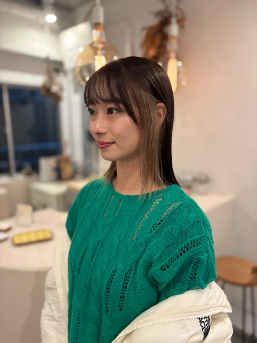 ミディアム カラー 中目黒ブリーチカラー ボブ橋本青輝のヘアスタイル