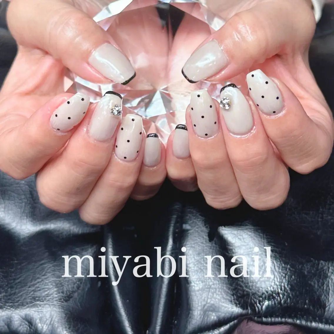 ネイル アートネイル ドット フレンチネイル ジェルネイル ミラーネイル ハンドネイル miyabi nail 桂川駅近くのネイルデザイン