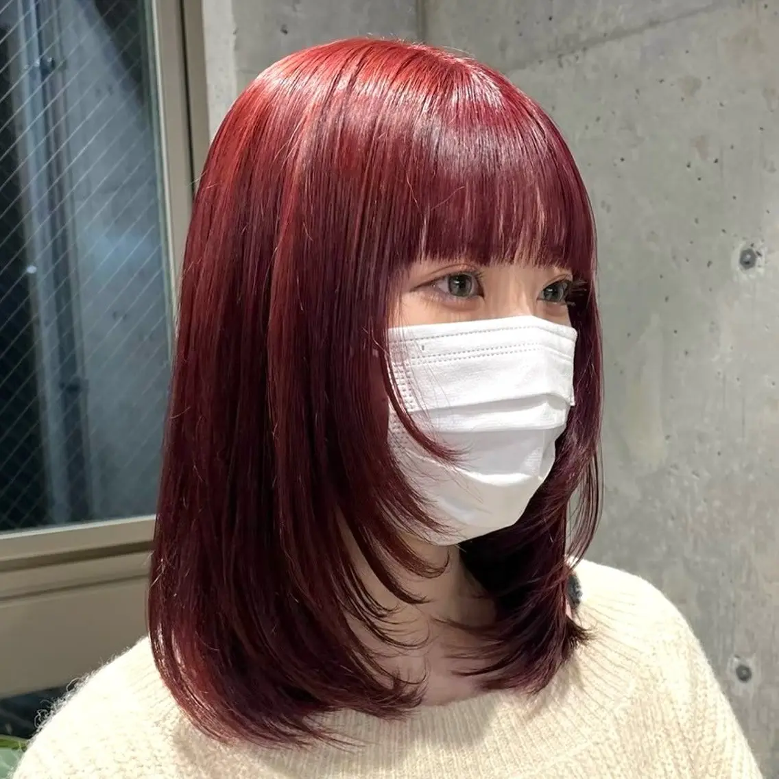 ミディアム カラー カット ヘアカラー トリートメント 透明感ダブルカラー ×レイヤー🌝ﾘｵのヘアスタイル