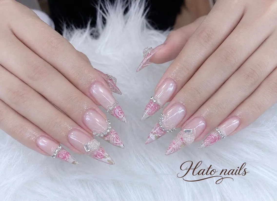 ロング 韓国風ヘア ロング ハンドネイル Hato Nailsのネイルデザイン