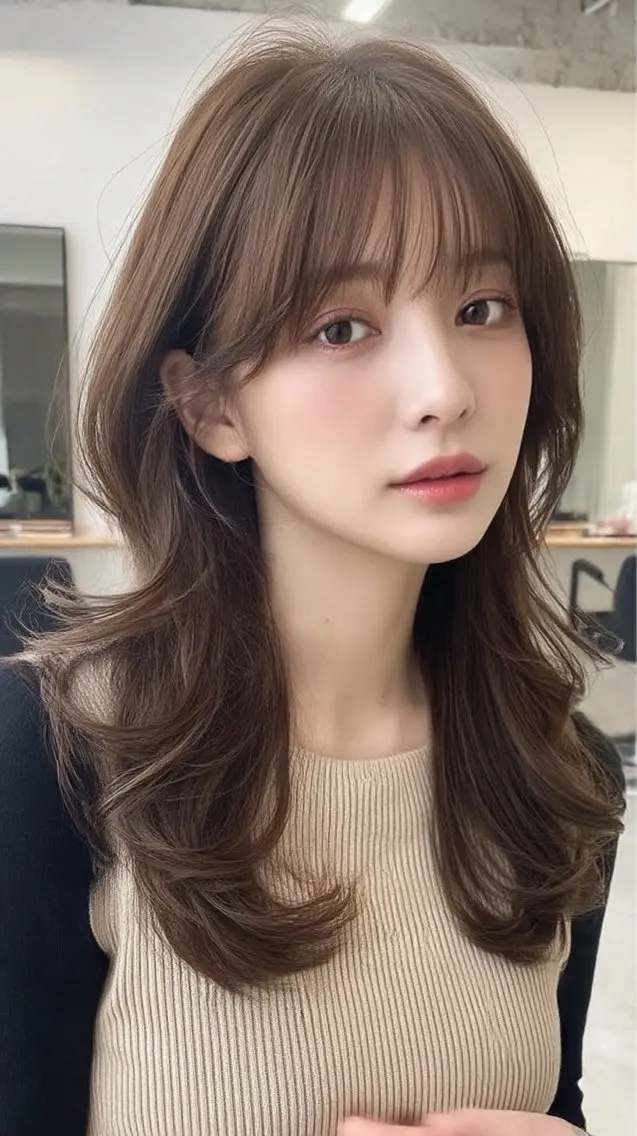 ミディアム カラー ヘアカラー 🍒モテ暖色カラー × うる艶✧ ゆなのヘアスタイル