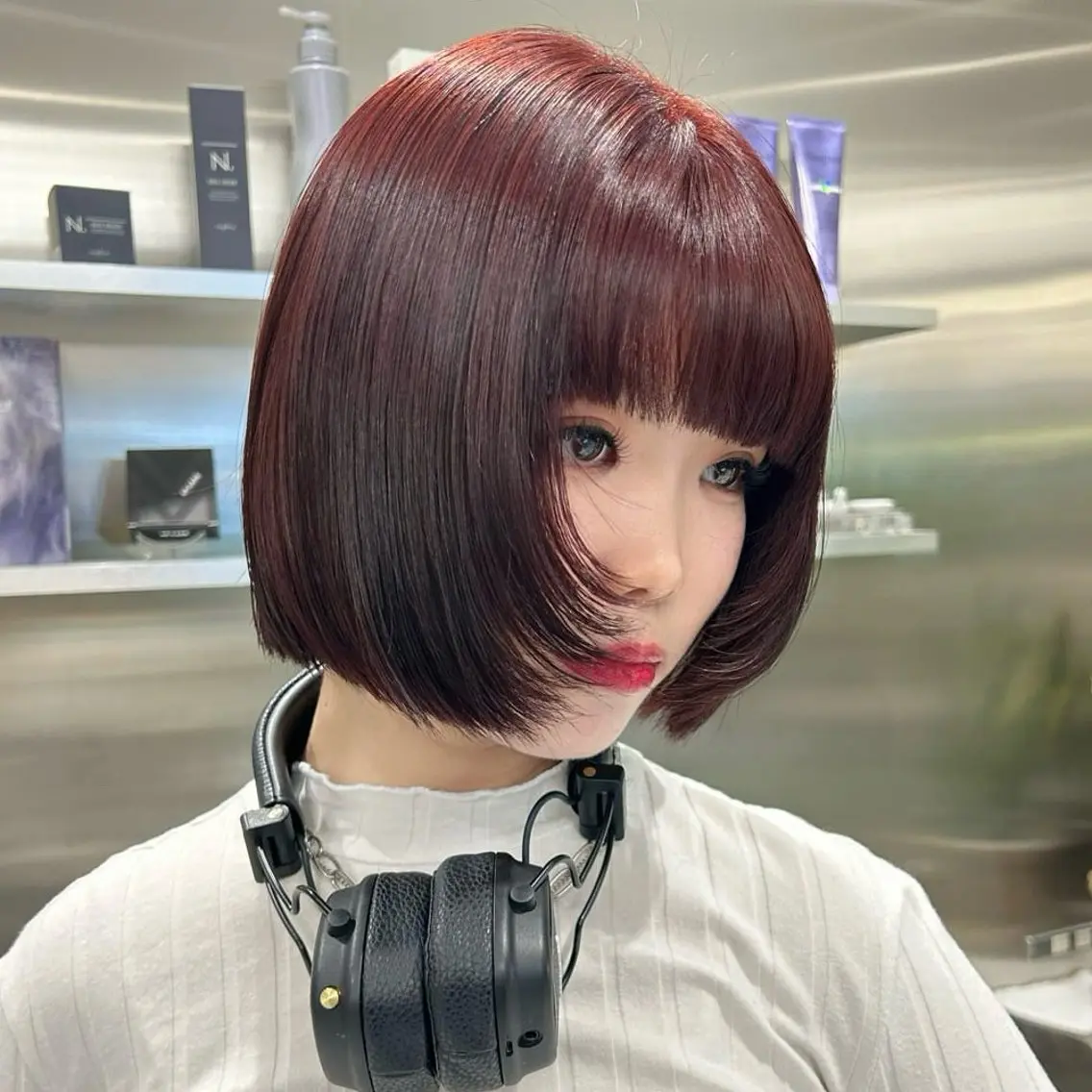 カラー ブリーチ ケアブリーチ 透明感カラー ハイトーンカラー イルミナカラー メンズウルフ/ボブ パーマ/くるみのヘアスタイル