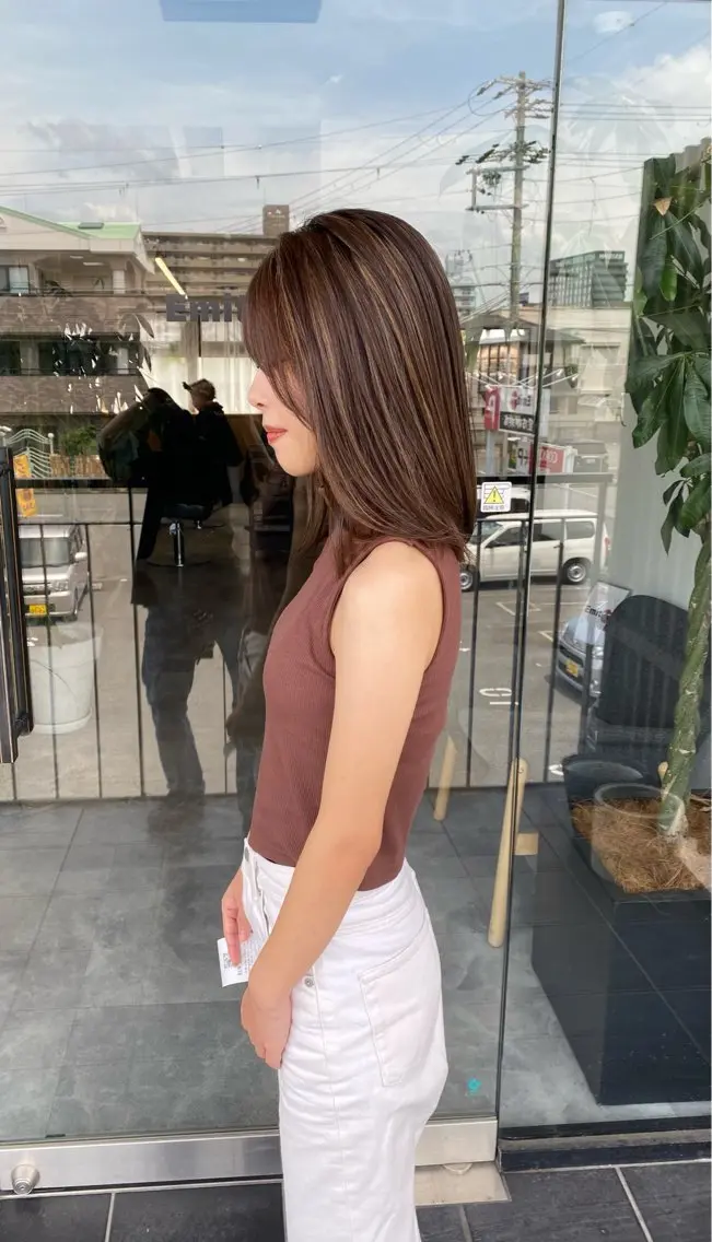 ミディアム カラー ハイライトカラー ハイライト カット ヘアカラー トリートメント 山﨑 大暉【ダブルカラー】のヘアスタイル